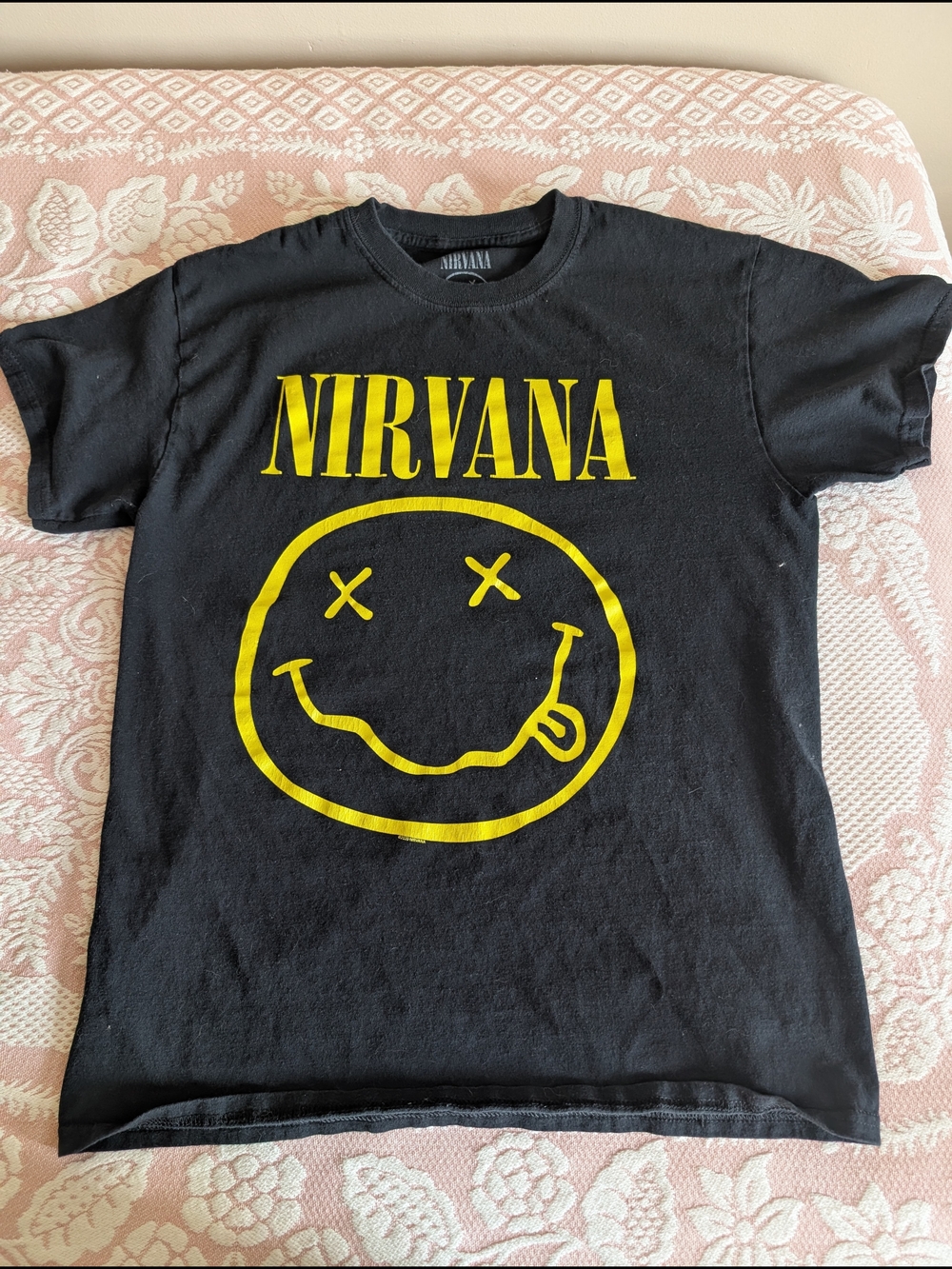 NIRVANA Black Tee with Gray Neck Print